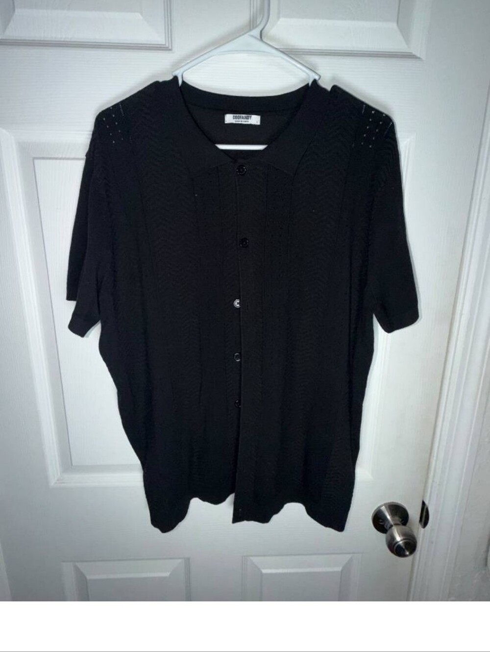 Coofandy Men's Black Short-Sleeve Button Knit Shirt